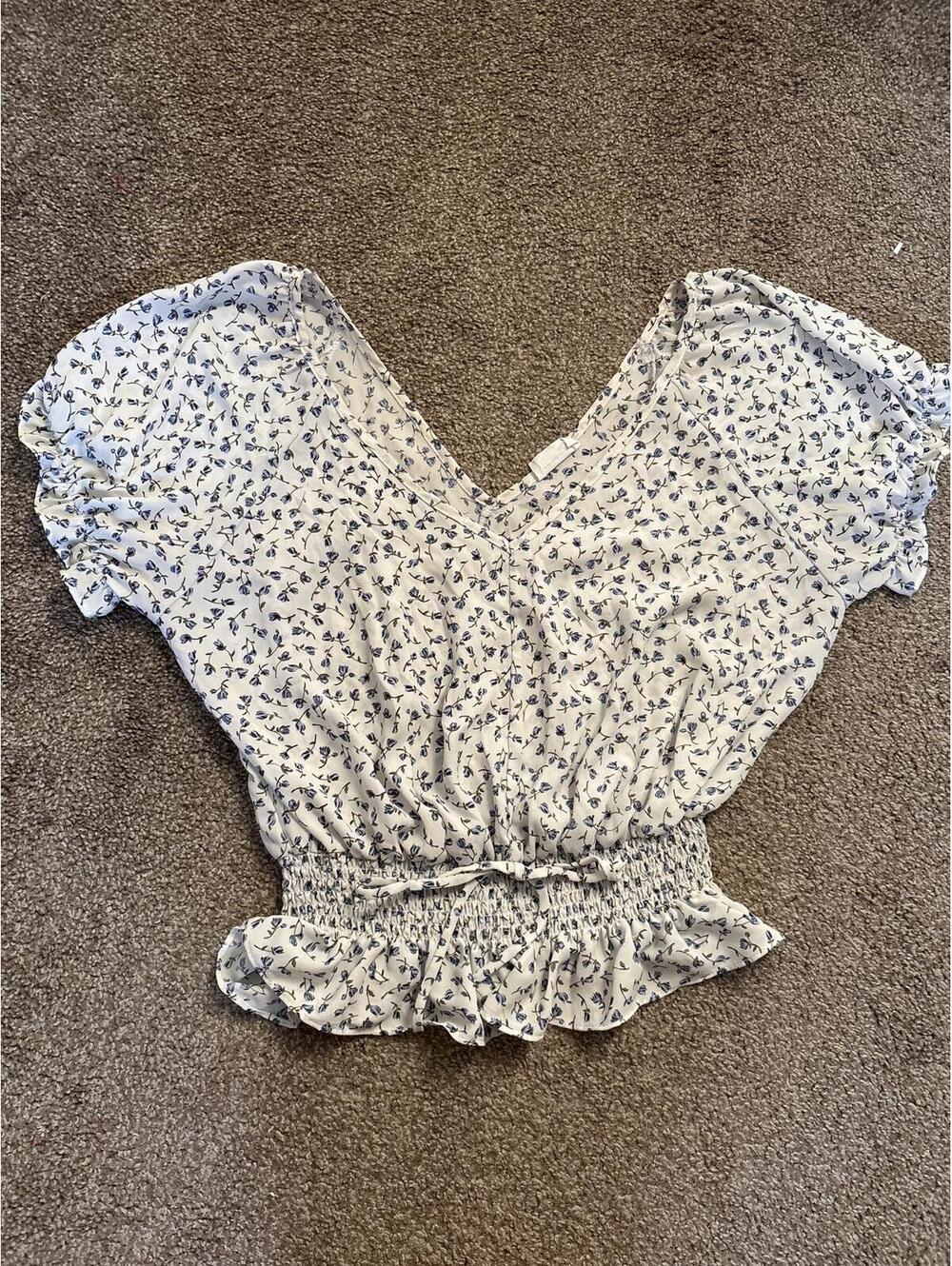 Floral Print Smocked Waist Top